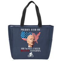 Funny Biden Bicycle Bike Lesson Merry 4th Of July Zip Tote Bag