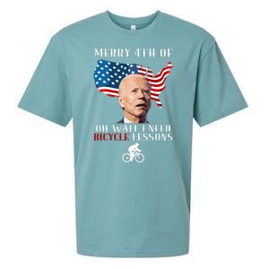 Funny Biden Bicycle Bike Lesson Merry 4th Of July Sueded Cloud Jersey T-Shirt