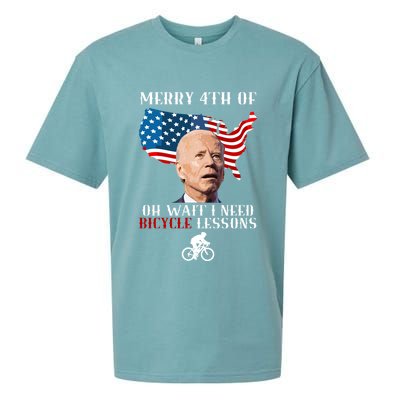 Funny Biden Bicycle Bike Lesson Merry 4th Of July Sueded Cloud Jersey T-Shirt