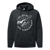 Fueled By Beer And Shenanigans St Patricks Performance Fleece Hoodie