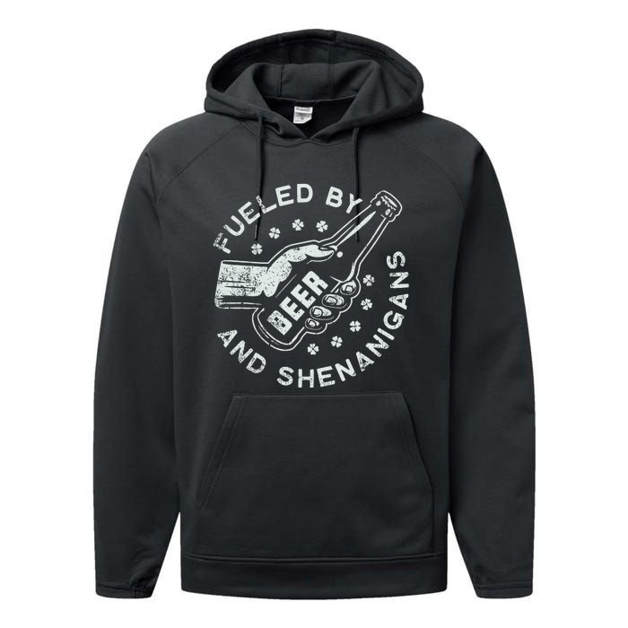 Fueled By Beer And Shenanigans St Patricks Performance Fleece Hoodie