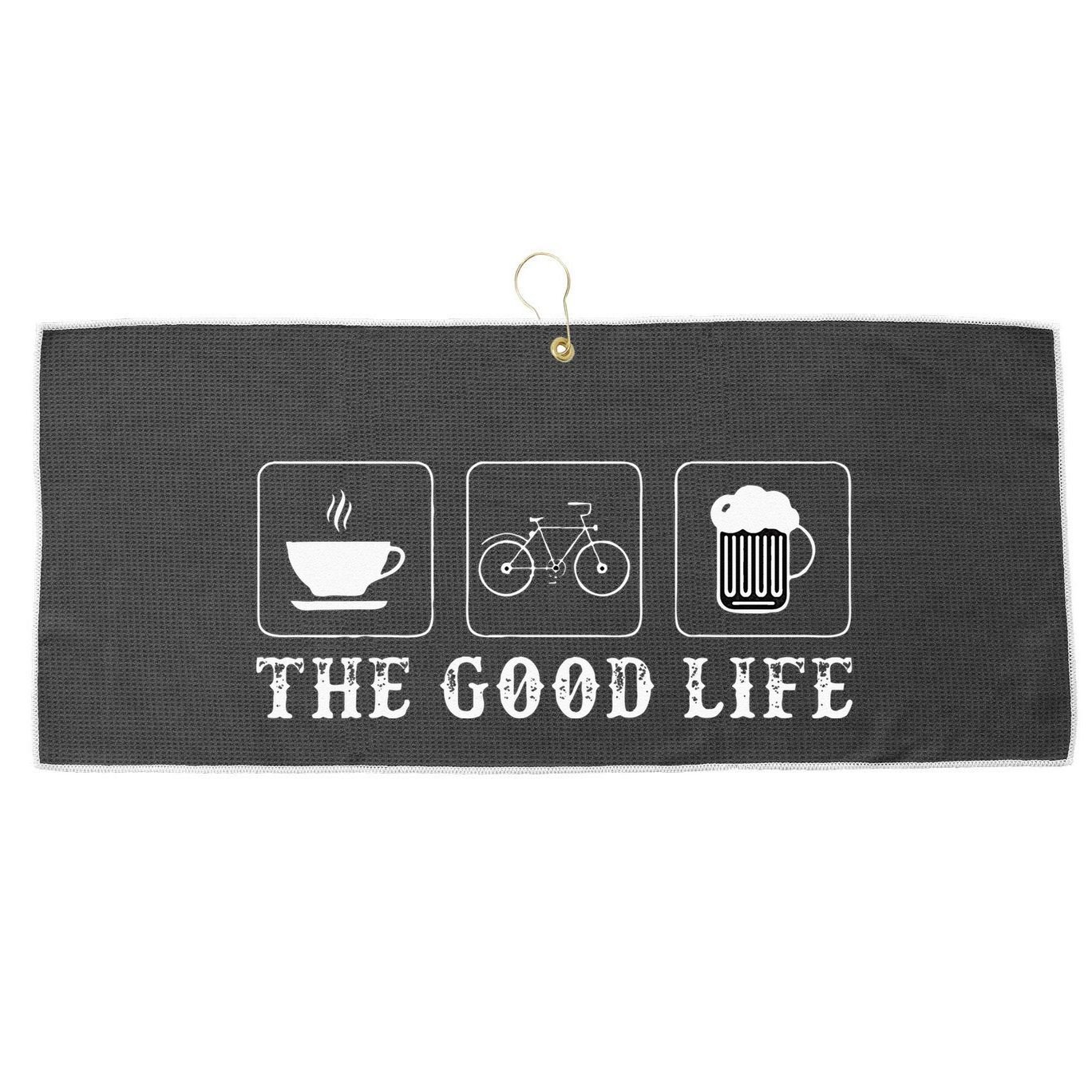 Funny Bicycle Beer Good Life Cycling Large Microfiber Waffle Golf Towel