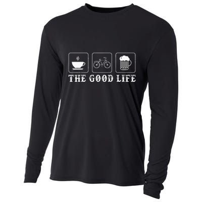 Funny Bicycle Beer Good Life Cycling Cooling Performance Long Sleeve Crew
