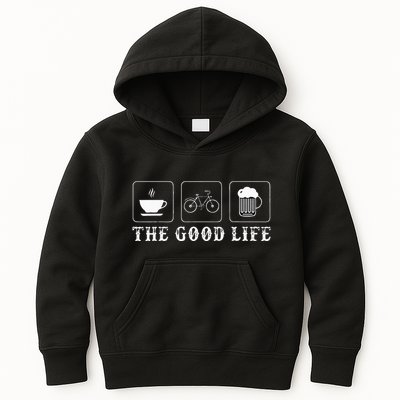 Funny Bicycle Beer Good Life Cycling Kids Hoodie
