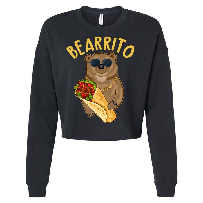 Funny Bearrito Bear Cropped Pullover Crew