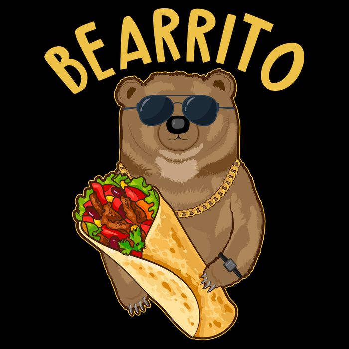 Funny Bearrito Bear Cropped Pullover Crew