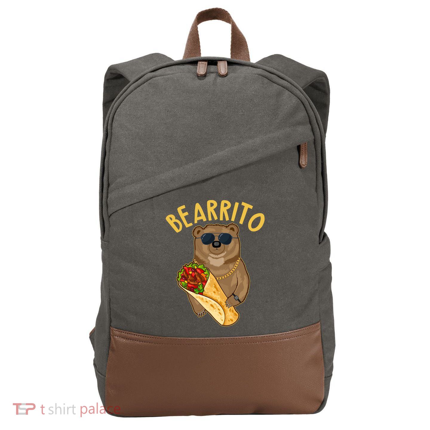 Funny Bearrito Bear Cotton Canvas Backpack
