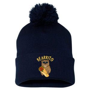 Funny Bearrito Bear Pom Pom 12in Knit Beanie