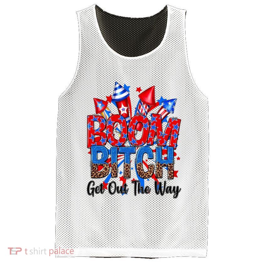 Funny Boom Bitch Get Out The Way Mesh Reversible Basketball Jersey Tank