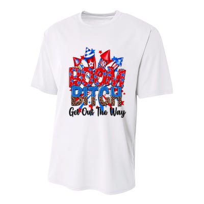 Funny Boom Bitch Get Out The Way Youth Performance Sprint T-Shirt