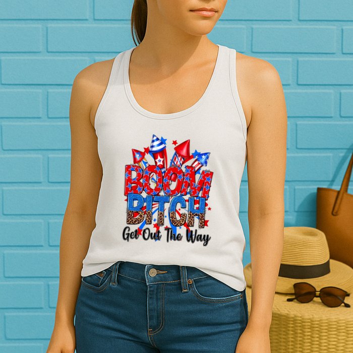Funny Boom Bitch Get Out The Way Womens Tank Top