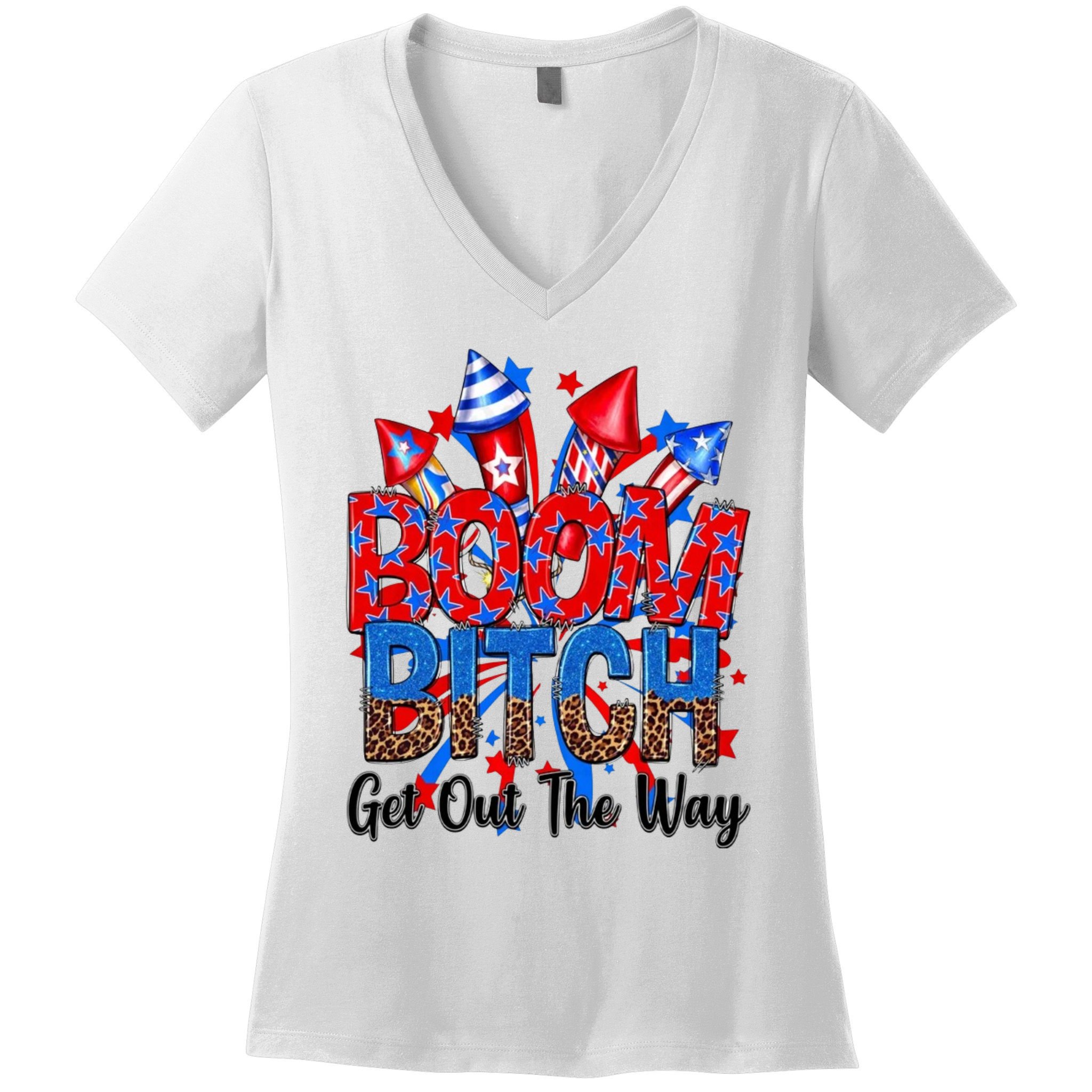 Funny Boom Bitch Get Out The Way Women's V-Neck T-Shirt