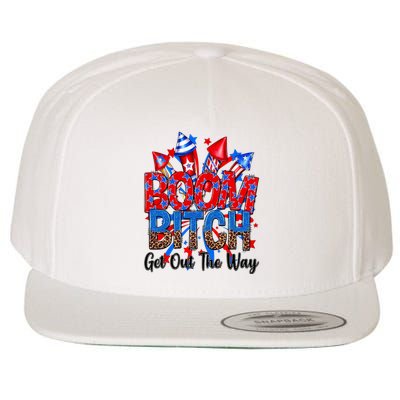 Funny Boom Bitch Get Out The Way Wool Snapback Cap