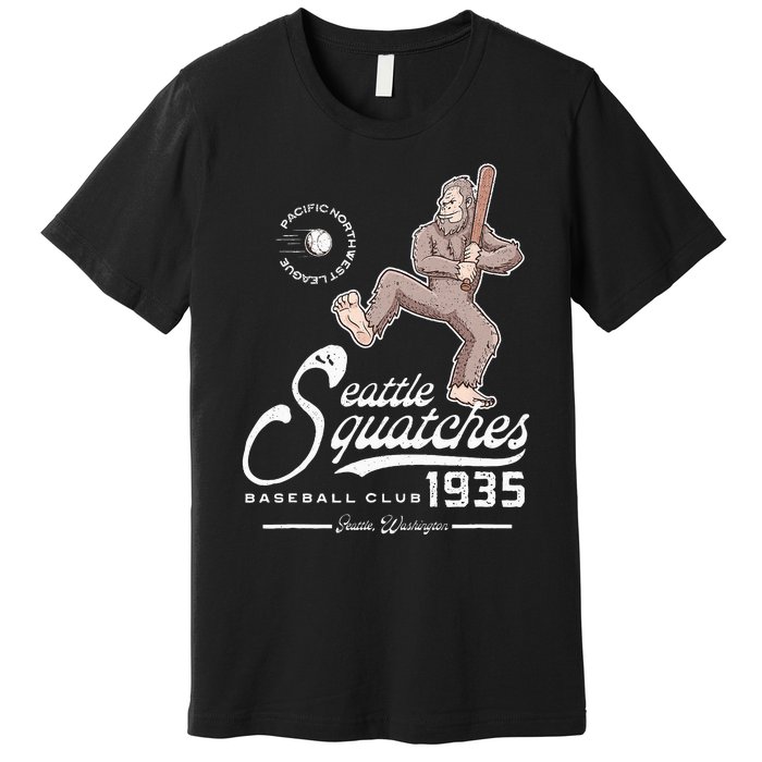 Funny Bigfoot Baseball Seatlle Squatches For Baseball Fan Premium T-Shirt