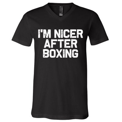 Funny Boxer Boxing Coach IM Nicer After Boxing Cool Gift V-Neck T-Shirt