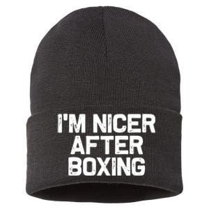 Funny Boxer Boxing Coach IM Nicer After Boxing Cool Gift Sustainable Knit Beanie