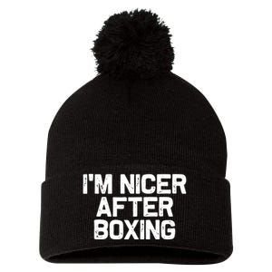 Funny Boxer Boxing Coach IM Nicer After Boxing Cool Gift Pom Pom 12in Knit Beanie