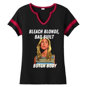 Funny Bleach Blonde Bad Built Butch Body Ladies Halftime Notch Neck Tee