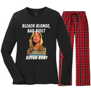 Funny Bleach Blonde Bad Built Butch Body Women's Long Sleeve Flannel Pajama Set 