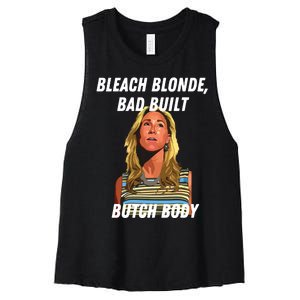 Funny Bleach Blonde Bad Built Butch Body Women's Racerback Cropped Tank