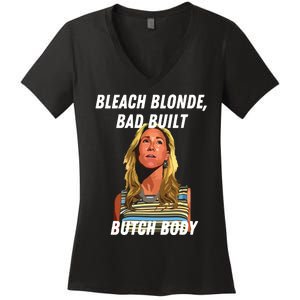 Funny Bleach Blonde Bad Built Butch Body Women's V-Neck T-Shirt