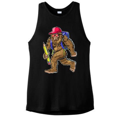 Funny Bigfoot Back To School Bigfoot Backpack Ladies PosiCharge Tri-Blend Wicking Tank