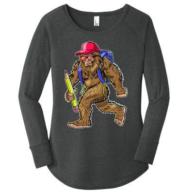 Funny Bigfoot Back To School Bigfoot Backpack Women's Perfect Tri Tunic Long Sleeve Shirt