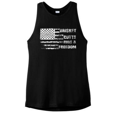 Funny Bbq Brisket Butts Ribs And Freedom Ladies PosiCharge Tri-Blend Wicking Tank