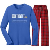 Funny Booktrovert Book Lover Bookish Reading Library Great Gift Women's Long Sleeve Flannel Pajama Set 