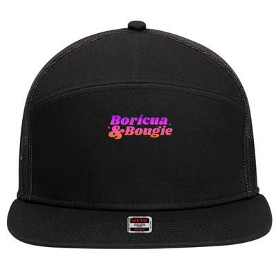 Funny Boricua & Bougie 7 Panel Mesh Trucker Snapback Hat