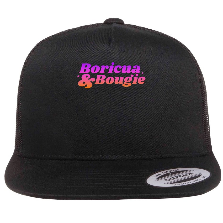 Funny Boricua & Bougie Flat Bill Trucker Hat