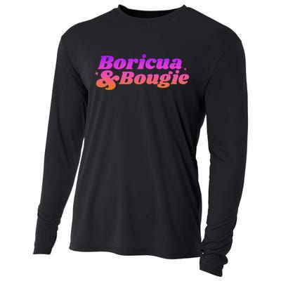 Funny Boricua & Bougie Cooling Performance Long Sleeve Crew