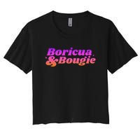 Funny Boricua & Bougie Women's Crop Top Tee
