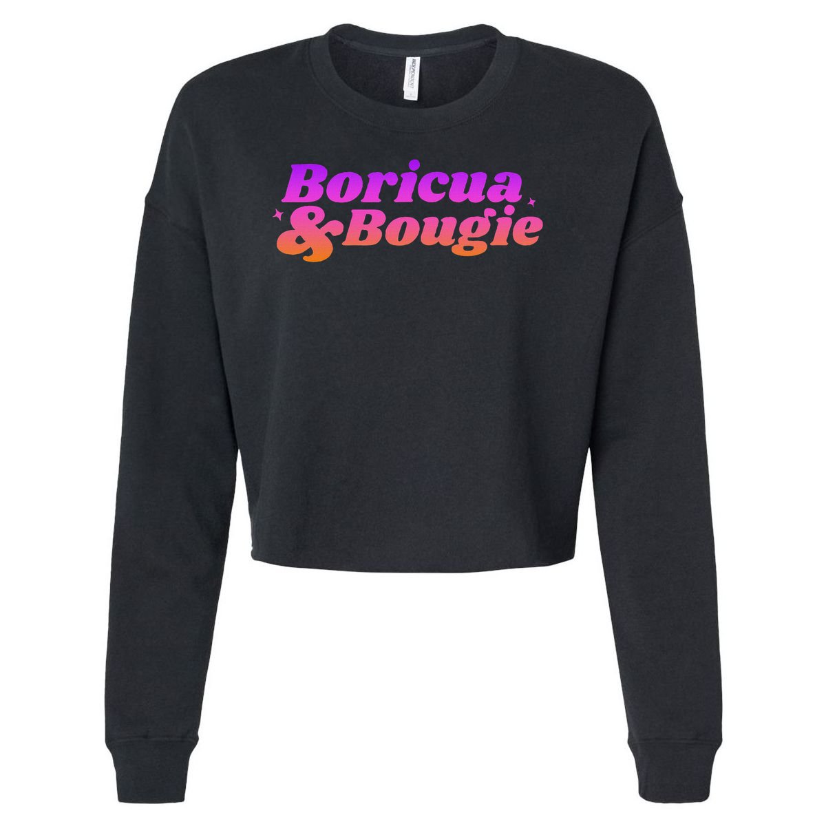 Funny Boricua & Bougie Cropped Pullover Crew