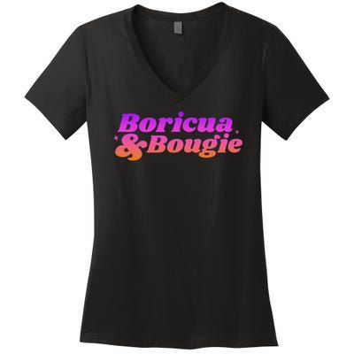Funny Boricua & Bougie Women's V-Neck T-Shirt