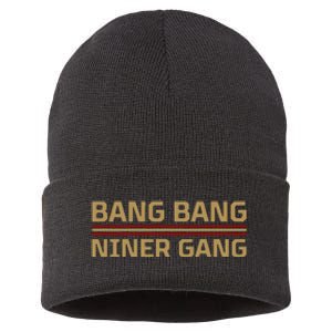 Funny Bang Bang Niner Gang Football San Francisco Sports Sustainable Knit Beanie