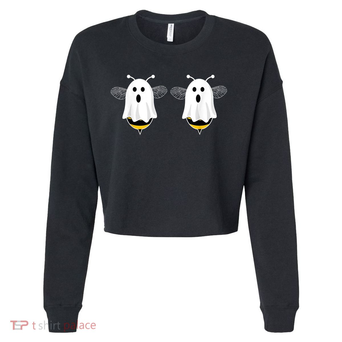 Funny Boo Bees Couples Halloween Costume Cropped Pullover Crew