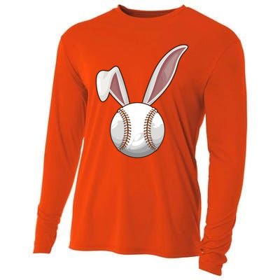 Funny Baseball Ball Catcher Happy Easter Day Bunny Gift Cooling Performance Long Sleeve Crew