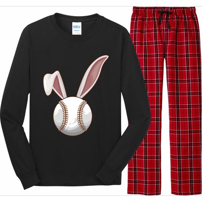 Funny Baseball Ball Catcher Happy Easter Day Bunny Gift Long Sleeve Pajama Set