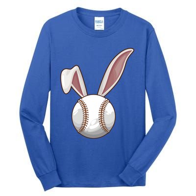 Funny Baseball Ball Catcher Happy Easter Day Bunny Gift Tall Long Sleeve T-Shirt