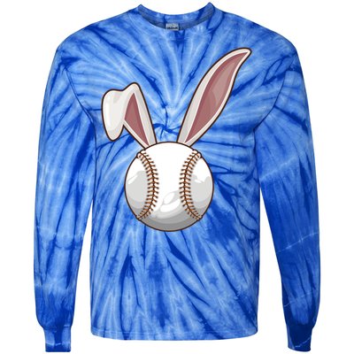 Funny Baseball Ball Catcher Happy Easter Day Bunny Gift Tie-Dye Long Sleeve Shirt