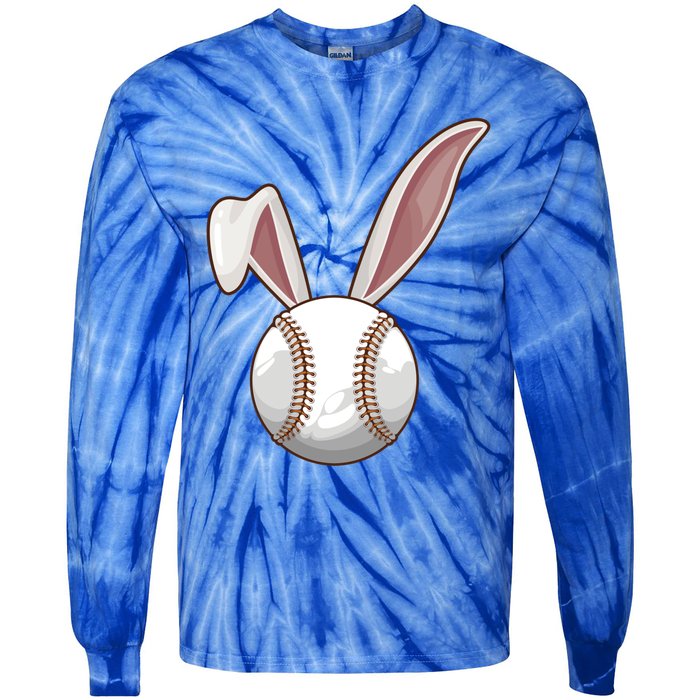 Funny Baseball Ball Catcher Happy Easter Day Bunny Gift Tie-Dye Long Sleeve Shirt