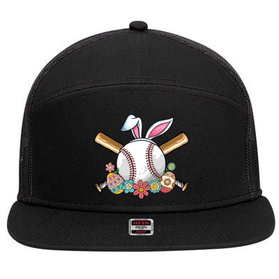 Funny Baseball Bunny Ear Teens Easter Bunny Baseball Gift 7 Panel Mesh Trucker Snapback Hat