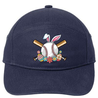 Funny Baseball Bunny Ear Teens Easter Bunny Baseball Gift 7-Panel Snapback Hat