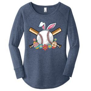 Funny Baseball Bunny Ear Teens Easter Bunny Baseball Gift Women's Perfect Tri Tunic Long Sleeve Shirt