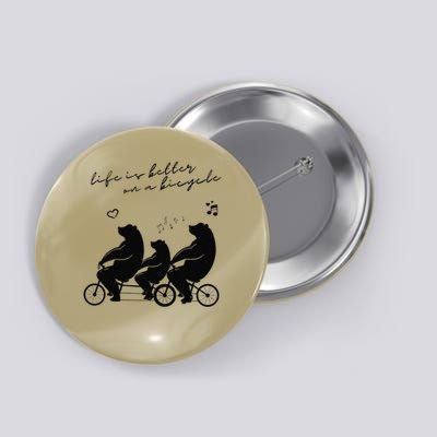 Funny Bicycle Bears Riding Summer Casual Design Button