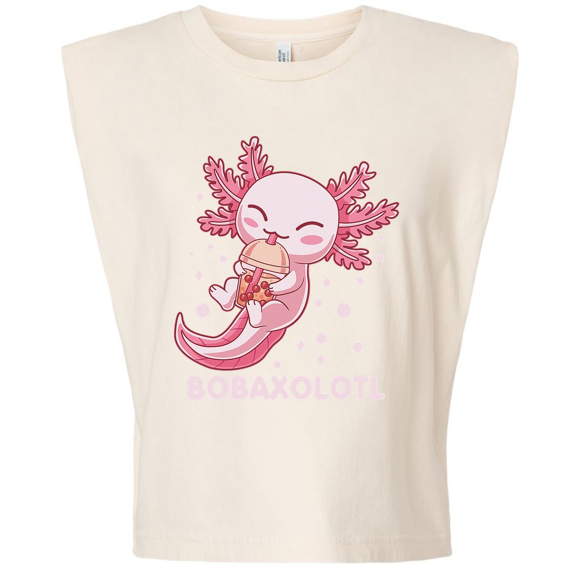 Funny Bobaxolotl Boba Tea Bubble Milk Kawaii Axolotl Anime  Garment-Dyed Women's Muscle Tee