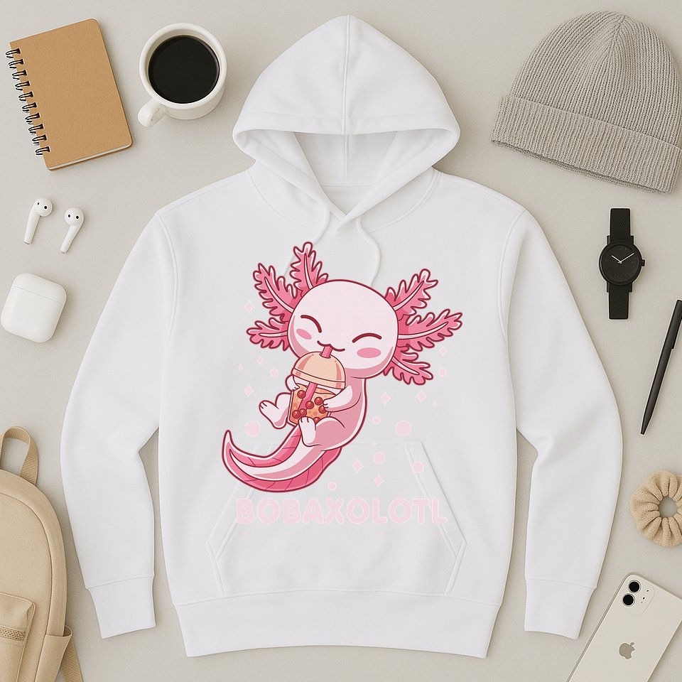 Funny Bobaxolotl Boba Tea Bubble Milk Kawaii Axolotl Anime  Hoodie