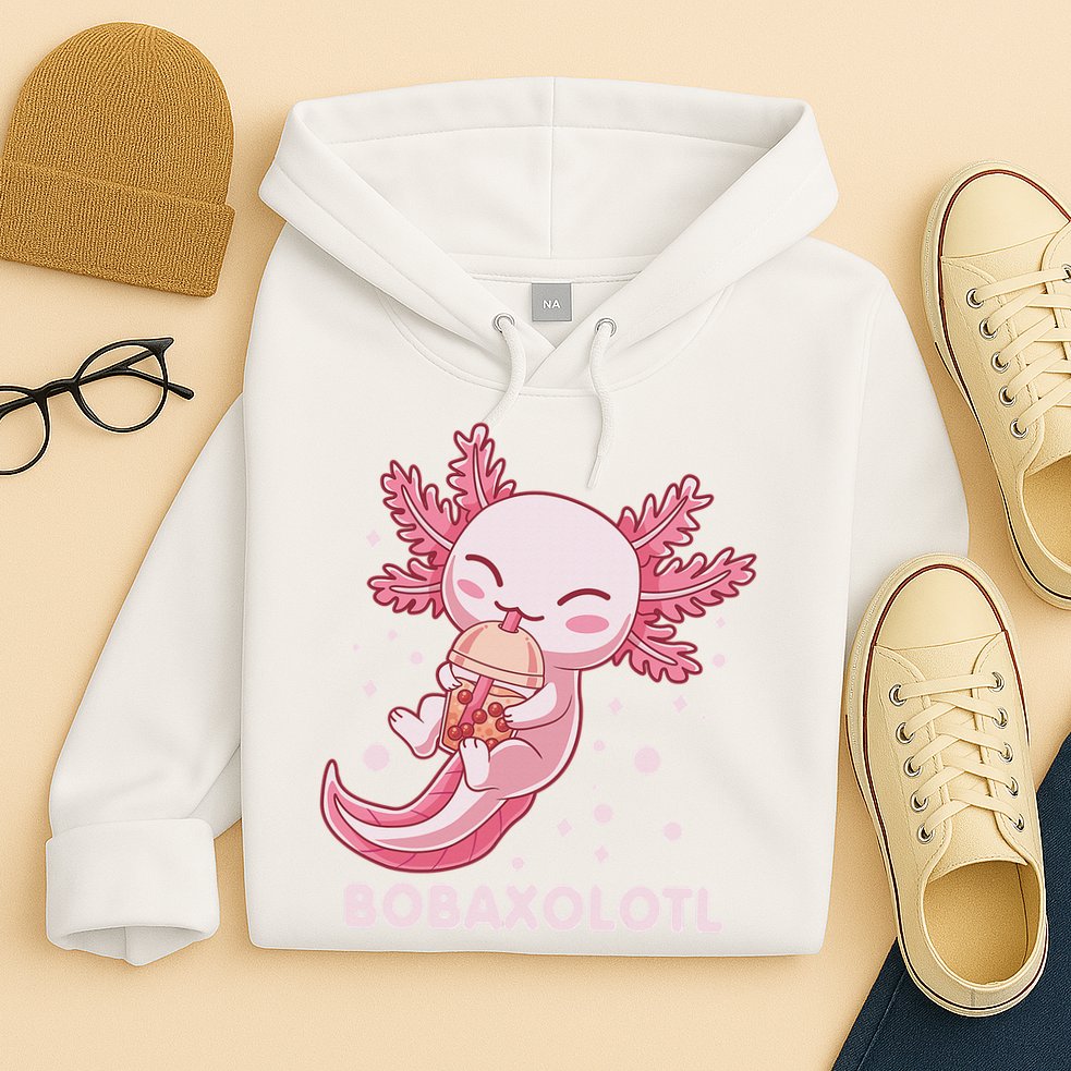 Funny Bobaxolotl Boba Tea Bubble Milk Kawaii Axolotl Anime  Hoodie