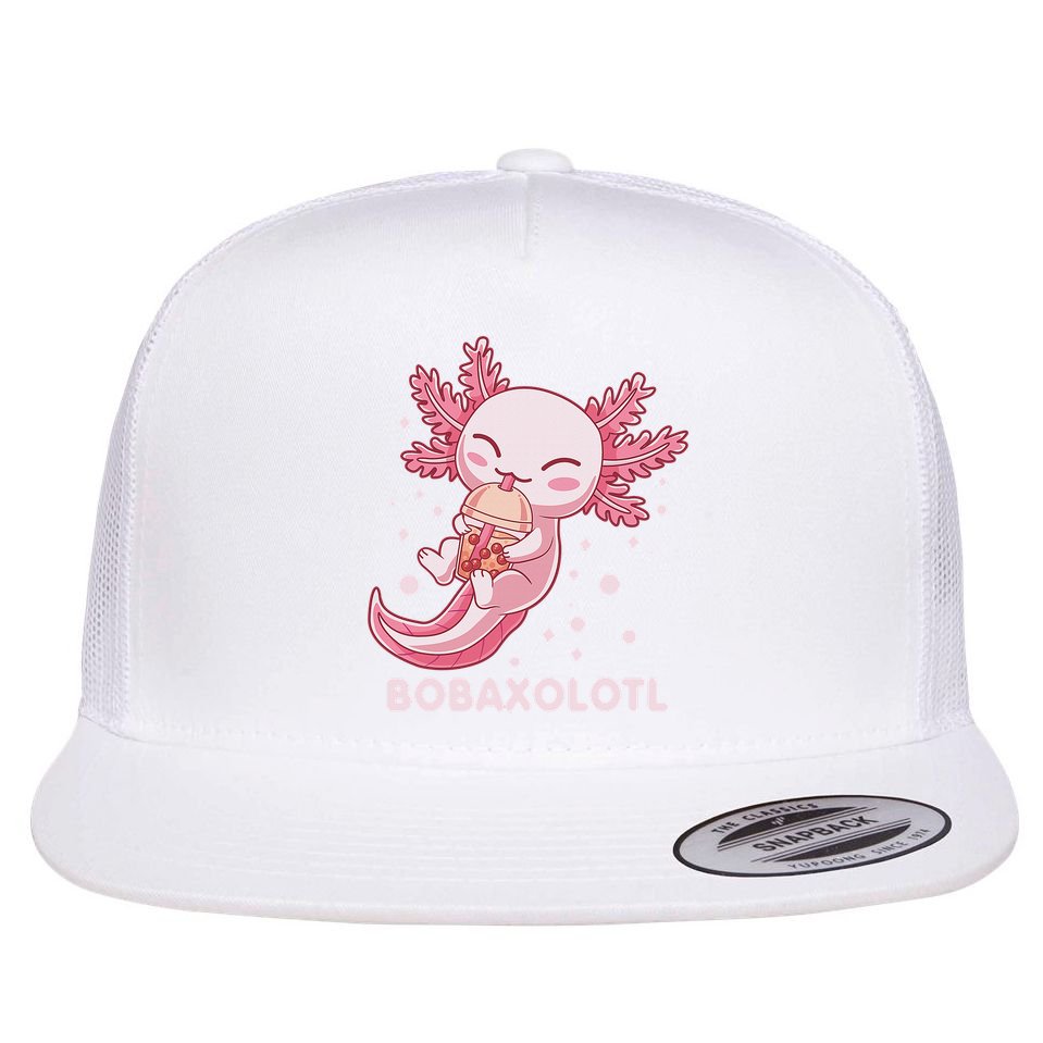 Funny Bobaxolotl Boba Tea Bubble Milk Kawaii Axolotl Anime  Flat Bill Trucker Hat